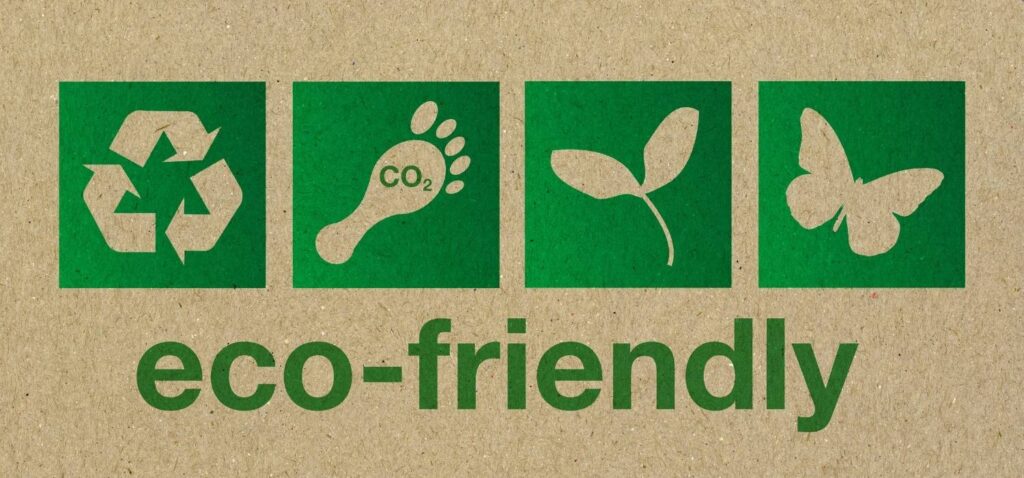 a banner of recycle, co2, leaves, and butterfly which representative of eco-friendly