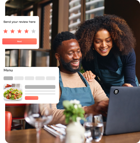 The restaurant owner and his partners are managing feedback and digital menus using restaurant solutions from GOTAP.